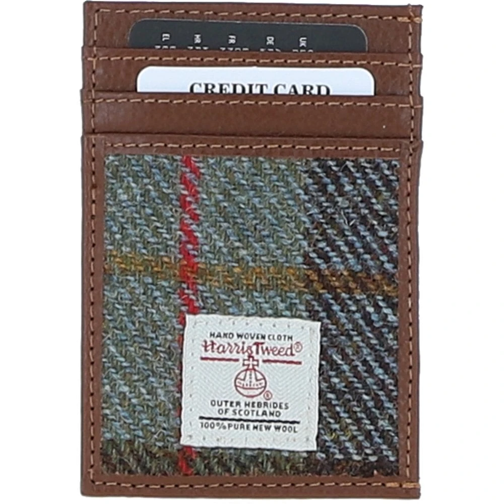 Leather X Harris Tweed Stylish Flat Card Holder Tan/Mcload: TW-52-02-TM