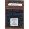 Leather X Harris Tweed Stylish Flat Card Holder Tan/Navy: TW-52-11-TN