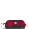 Leather X Harris Tweed Unisex Washbag Navy/Pink: TW-40-06-NP