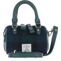 Leather X Harris Tweed X-Small Barrel Bag Green/Watch: TW-60-18-GW