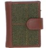 Leather X Tweed RFID Secure Wallet Tan/Green Check: TW-16-010-TGNH