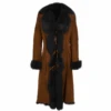 Long Length Toscana Suede Leather Coat Whisky/blk : Alaska