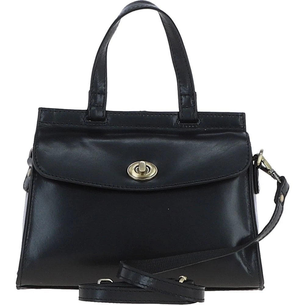 Medium Leather Grab Bag Black: V-83