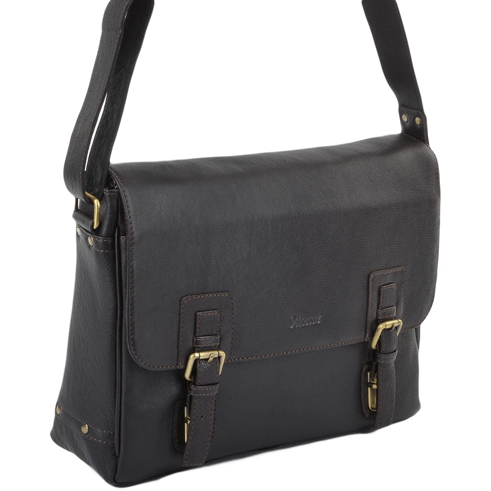 Mens Double Clasp Laptop Satchel Brown/tum : Jasper - Image 2