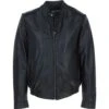 Men's Genuine Leather Bomber Jacket Black: AW-2255