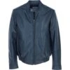 Men's Genuine Leather Bomber Jacket Navy: AW-2255