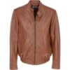 Men's Genuine Leather Bomber Jacket Tan: AW-2255