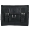 Mens Leather Hanging Toiletry Bag Black : Phil