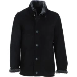 Men's Shearling Coat Black: KE 229