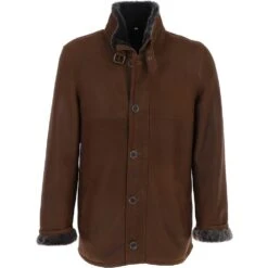 Men's Shearling Coat Tobacco: KE 229