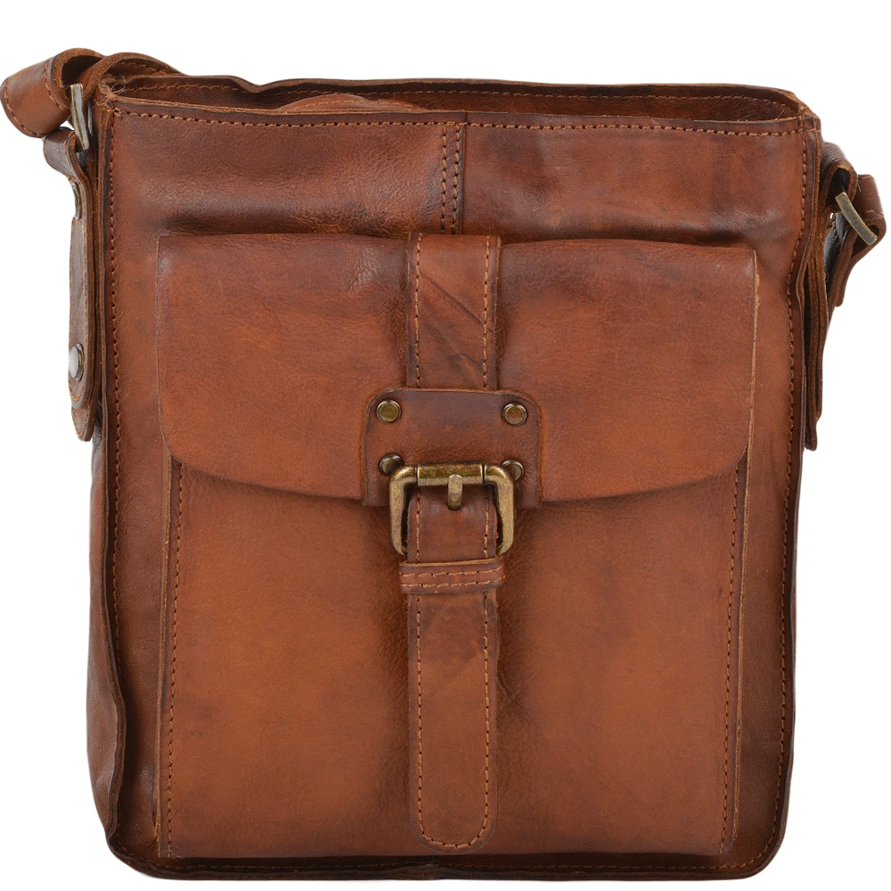 Mens Small Vintage Leather Travel Bag Rust : 7993