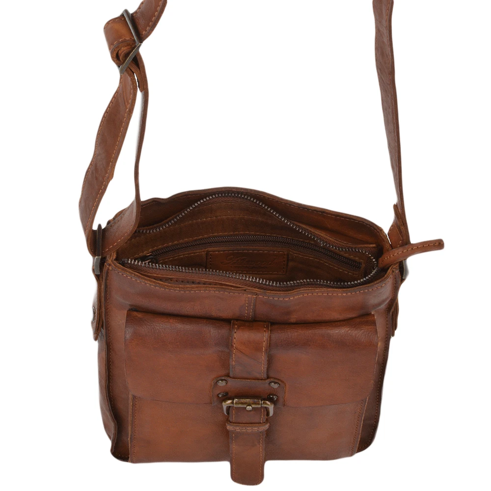 Mens Small Vintage Leather Travel Bag Rust : 7993 - Image 4