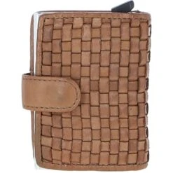 Metal & Leather Card Wallet Taupe: D-10 W