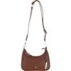 Real Leather Crossbody Bag With Webbing Strap 2 Tone Tan: 64296
