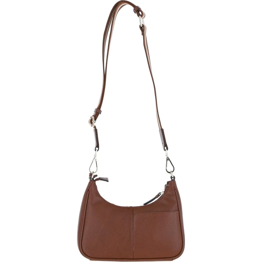 Real Leather Crossbody Bag With Webbing Strap 2 Tone Tan: 64296 - Image 3