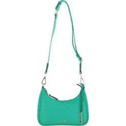 Real Leather Crossbody Bag With Webbing Strap Gumdrop Green: 64296