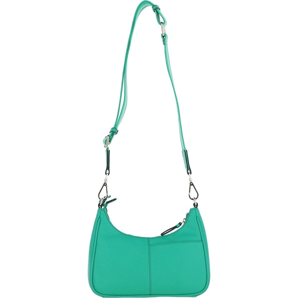 Real Leather Crossbody Bag With Webbing Strap Gumdrop Green: 64296 - Image 3