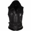 Shearling Leather And Suede Biker Gilet Black/suede : Indiana