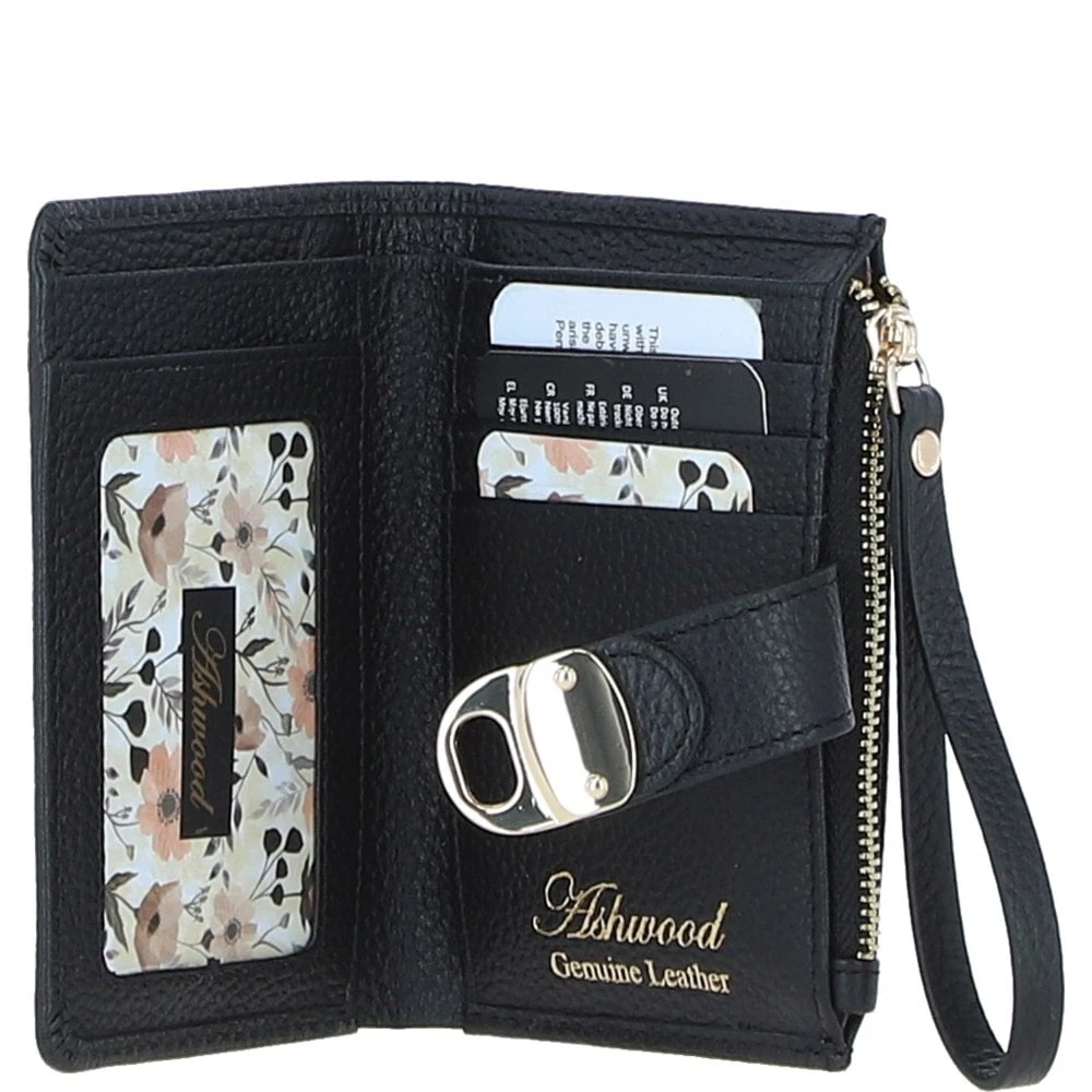 Small Ladies Leather Purse Black: 32047 - Image 3