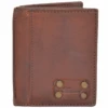 Small Vintage Dipped 3 Card Bill Fold Leather Wallet Rust :1777