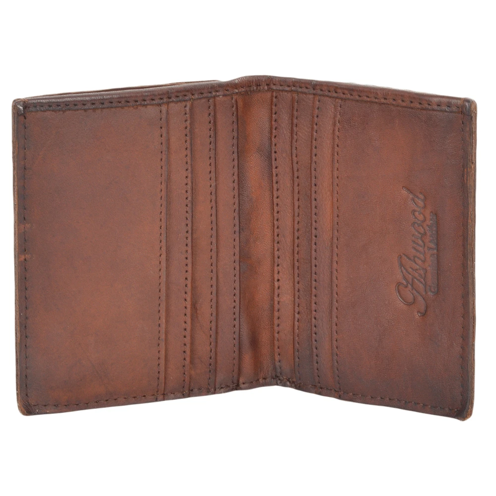 Small Vintage Dipped 3 Card Bill Fold Leather Wallet Rust :1777 - Image 2