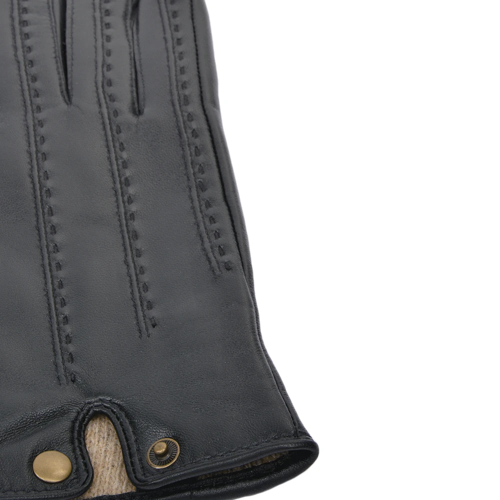 Stitch Detail Leather Gloves Black : 733 - Image 2
