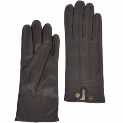 Stitch Detail Leather Gloves Brown : 733