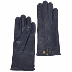 Stitch Detail Leather Gloves Navy : 733