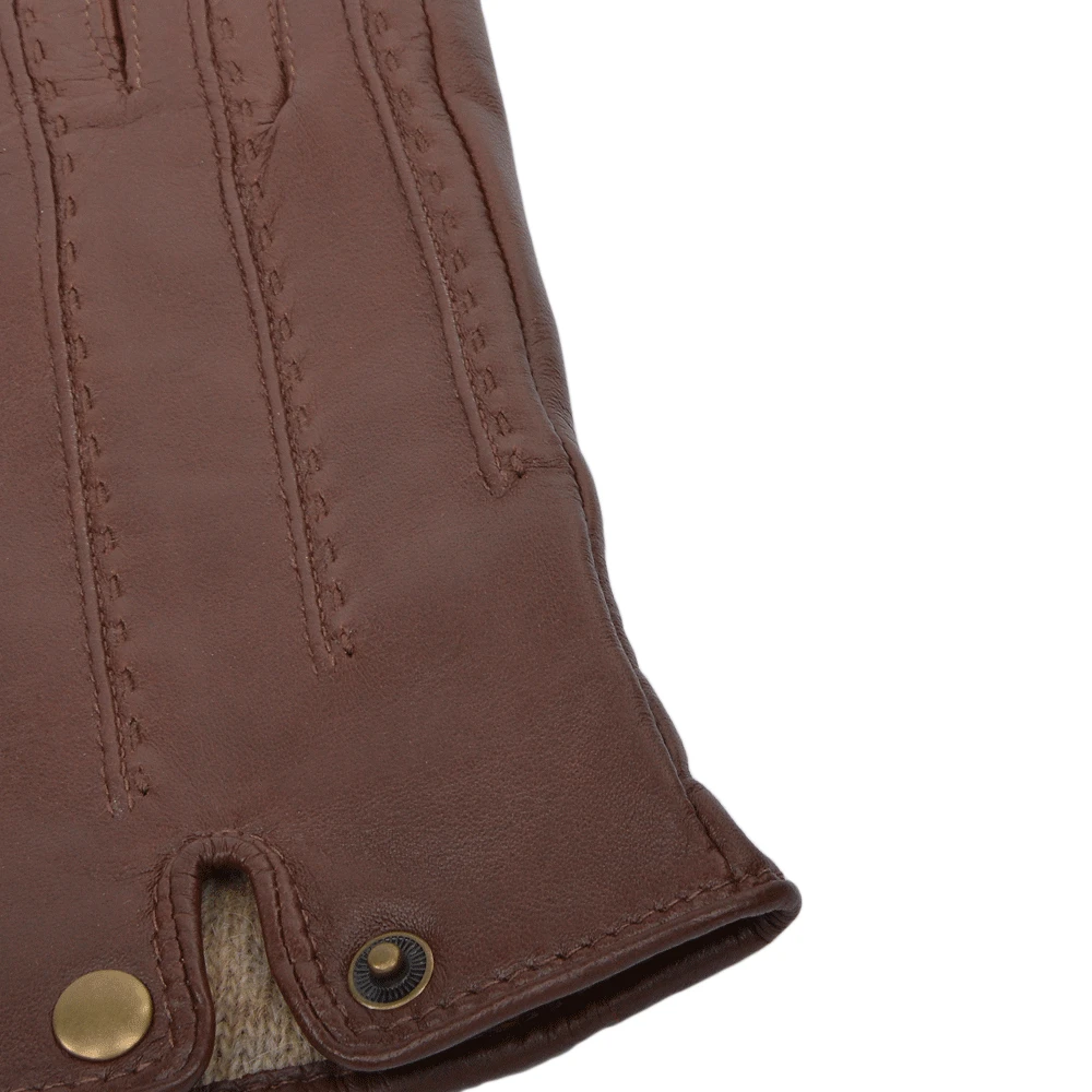 Stitch Detail Leather Gloves Tan : 733 - Image 2