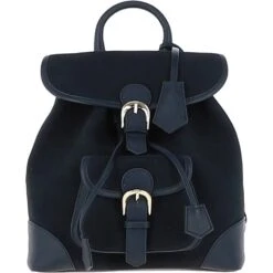 Suede And Leather Backpack Navy: S-16