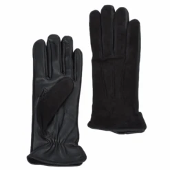 Suede And Leather Gloves Black : 130