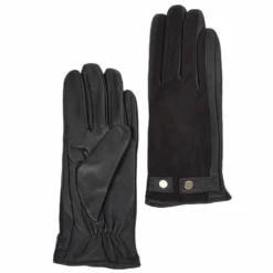 Suede And Leather Gloves Black : 327