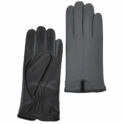Touch Screen Friendly Two Tone Leather Gloves Black/ Grey : 137