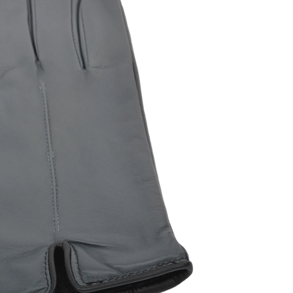 Touch Screen Friendly Two Tone Leather Gloves Black/ Grey : 137 - Image 2