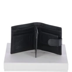 Vegetable Tanned 8 Card, ID & Coins & Zip Billfold Tab Leather Wallet Black : 1258-VT
