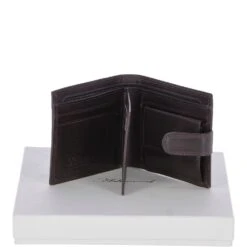 Vegetable Tanned 8 Card, ID & Coins & Zip Billfold Tab Leather Wallet Brown : 1258-VT