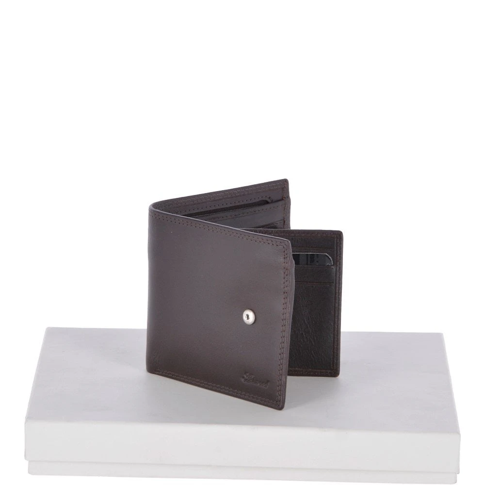 Vegetable Tanned 8 Card, ID & Coins & Zip Billfold Tab Leather Wallet Brown : 1258-VT - Image 4