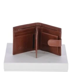 Vegetable Tanned 8 Card, ID & Coins & Zip Billfold Tab Leather Wallet Tan : 1258-VT