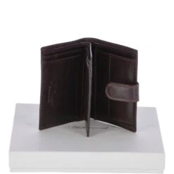Vegetable Tanned Flip Side 6 Card, ID & Coins Dual Bill Fold Tab Leather Wallet Brown : 1246-VT