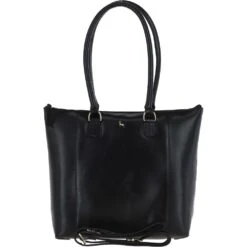 Vegetable Tanned Large Leather Bag Black: V-29