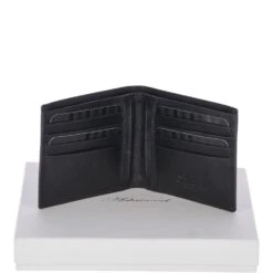 Vegetable Tanned Leather Classic 8 Card Bill Fold Wallet Black : 1211-VT