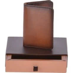 Vegetable Tanned Leather Classic Multi Card Holder Wallet Tan : 1992