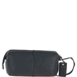 Vintage Leather Washbag Black: Q-47
