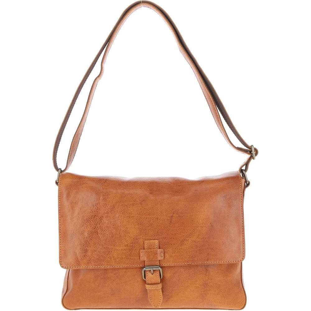 Waxy Leather Messenger Bag Tan: David