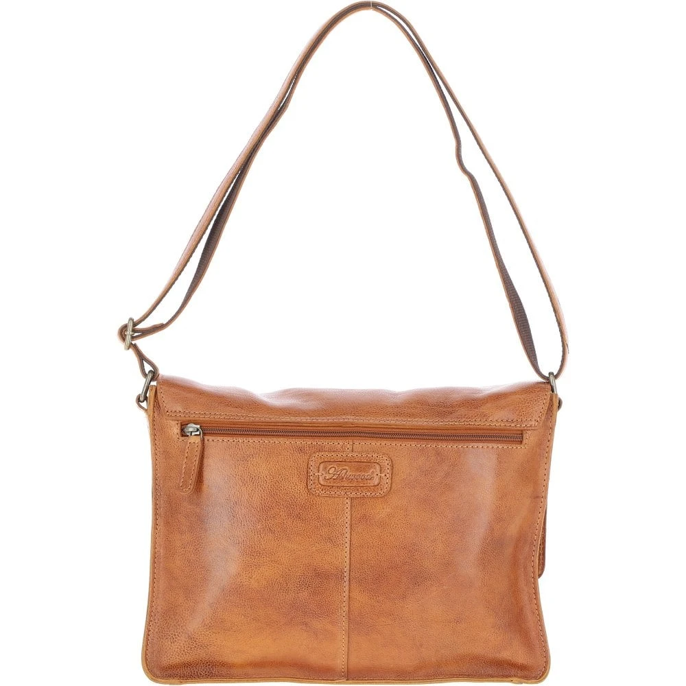 Waxy Leather Messenger Bag Tan: David - Image 4