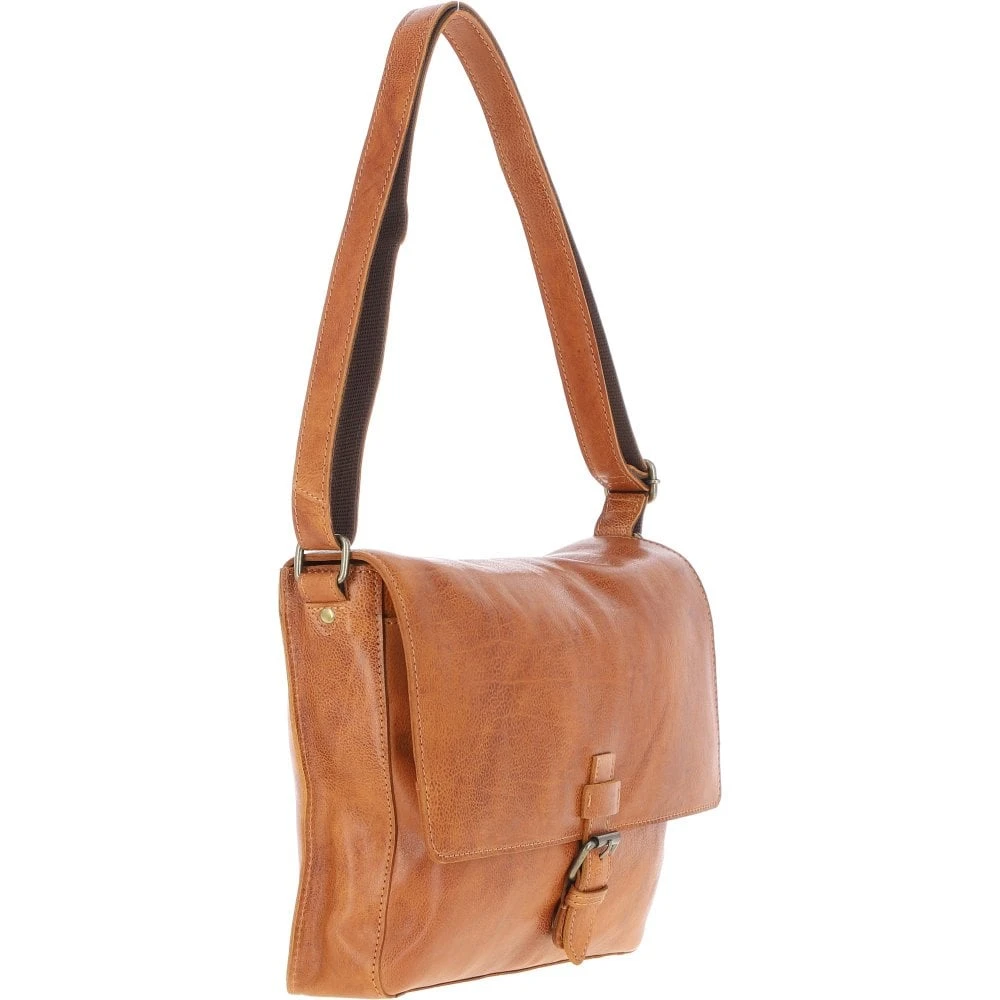 Waxy Leather Messenger Bag Tan: David - Image 5