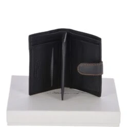 Waxy Milled Flip Side 6 Card, ID & Coins Dual Billfold Tab Leather Wallet Black/waxy : 1246 D