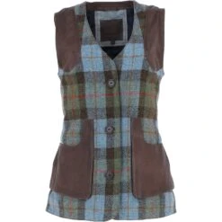 Women's Country Tailored Buttoned Gilet With Leather Trim Brown/Macleod: TW-704-01-BM