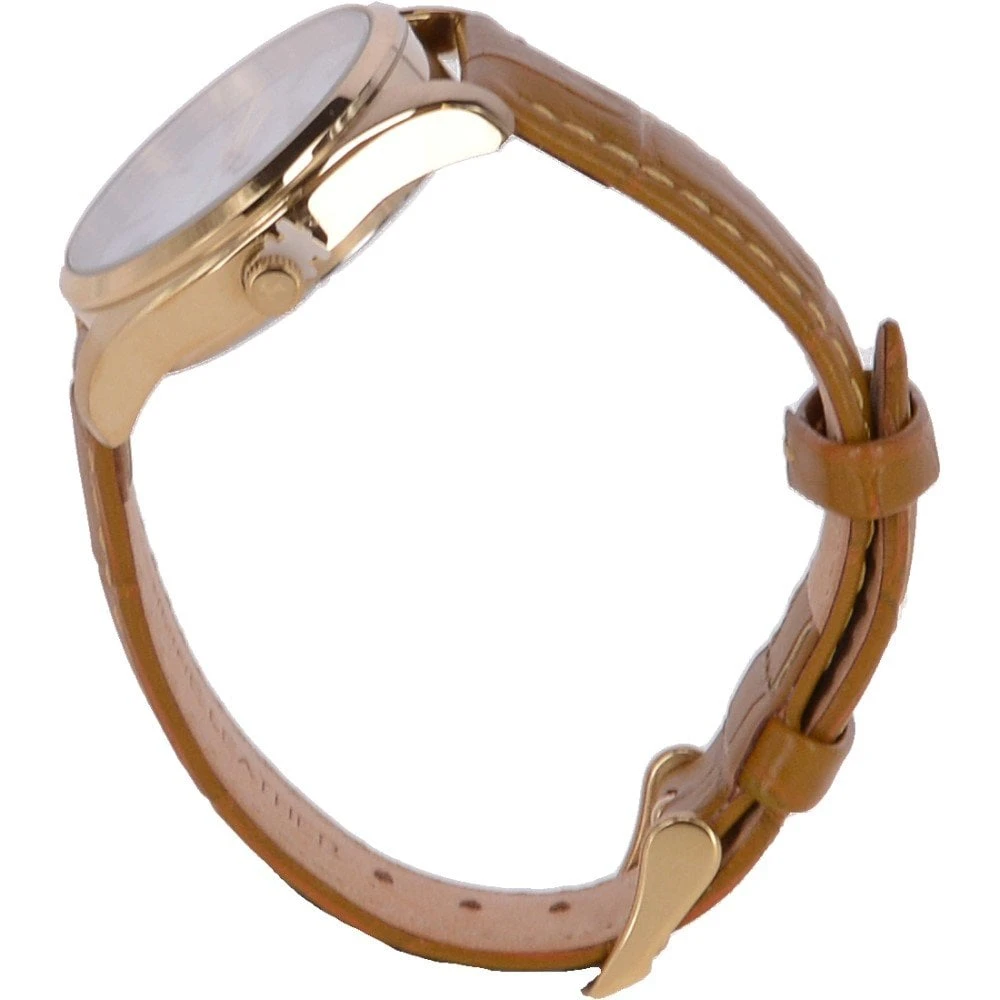 Womens Croc Leather Watch With Mother Of Pearl Face Mustard: AW-0011 Poly - Image 2