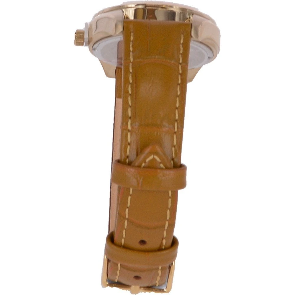 Womens Croc Leather Watch With Mother Of Pearl Face Mustard: AW-0011 Poly - Image 3